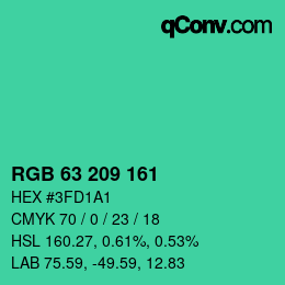 Color code: RGB 63 209 161 | qconv.com