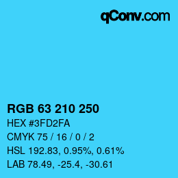 Color code: RGB 63 210 250 | qconv.com