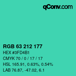 Color code: RGB 63 212 177 | qconv.com