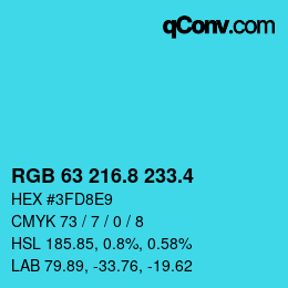 カラーコード: RGB 63 216.8 233.4 | qconv.com