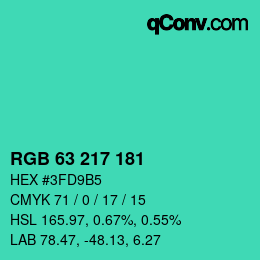 颜色代码: RGB 63 217 181 | qconv.com
