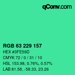 Color code: RGB 63 229 157 | qconv.com