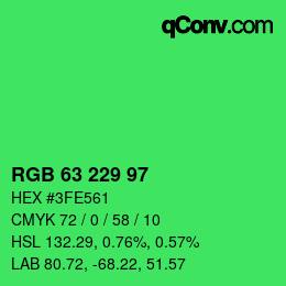 カラーコード: RGB 63 229 97 | qconv.com