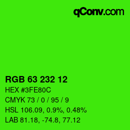 Color code: RGB 63 232 12 | qconv.com