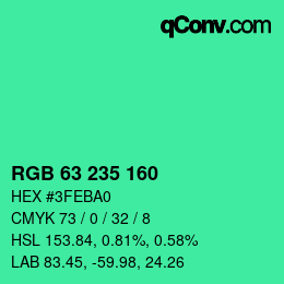 Color code: RGB 63 235 160 | qconv.com