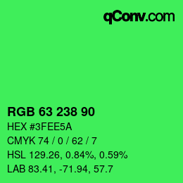 Color code: RGB 63 238 90 | qconv.com
