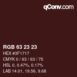 Color code: RGB 63 23 23 | qconv.com