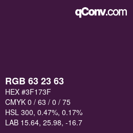 カラーコード: RGB 63 23 63 | qconv.com