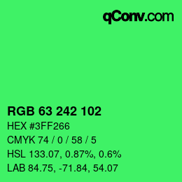 Color code: RGB 63 242 102 | qconv.com