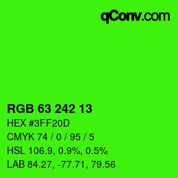 颜色代码: RGB 63 242 13 | qconv.com