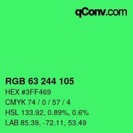 Color code: RGB 63 244 105 | qconv.com