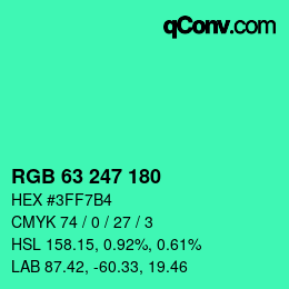 カラーコード: RGB 63 247 180 | qconv.com