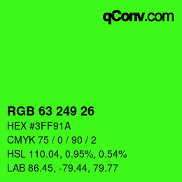 Color code: RGB 63 249 26 | qconv.com