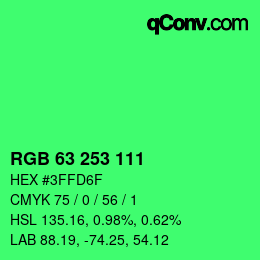 Color code: RGB 63 253 111 | qconv.com