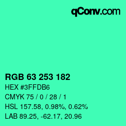 Color code: RGB 63 253 182 | qconv.com