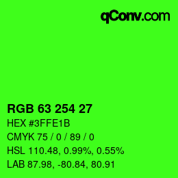 Color code: RGB 63 254 27 | qconv.com