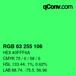 Color code: RGB 63 255 106 | qconv.com