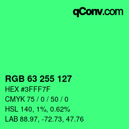 颜色代码: RGB 63 255 127 | qconv.com