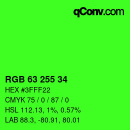 カラーコード: RGB 63 255 34 | qconv.com