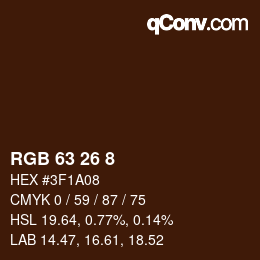Color code: RGB 63 26 8 | qconv.com