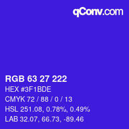 カラーコード: RGB 63 27 222 | qconv.com