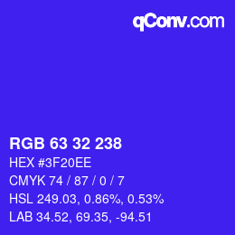 Color code: RGB 63 32 238 | qconv.com