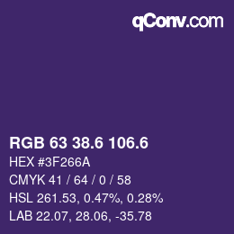 カラーコード: RGB 63 38.6 106.6 | qconv.com