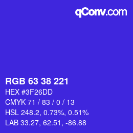 Color code: RGB 63 38 221 | qconv.com