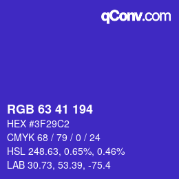 Color code: RGB 63 41 194 | qconv.com