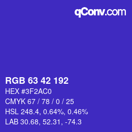 颜色代码: RGB 63 42 192 | qconv.com