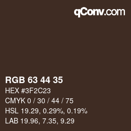 カラーコード: RGB 63 44 35 | qconv.com