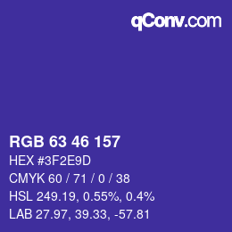 カラーコード: RGB 63 46 157 | qconv.com