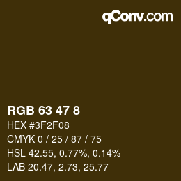 Color code: RGB 63 47 8 | qconv.com
