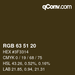 カラーコード: RGB 63 51 20 | qconv.com