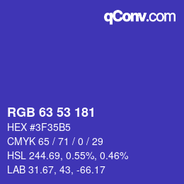カラーコード: RGB 63 53 181 | qconv.com