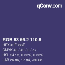 カラーコード: RGB 63 56.2 110.6 | qconv.com
