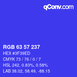 Color code: RGB 63 57 237 | qconv.com