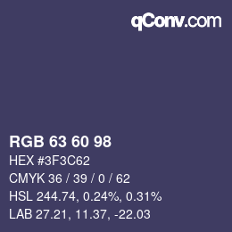Code couleur: RGB 63 60 98 | qconv.com