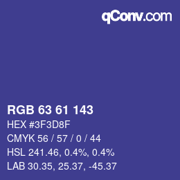 颜色代码: RGB 63 61 143 | qconv.com