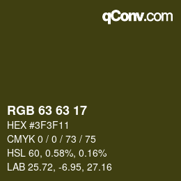 Color code: RGB 63 63 17 | qconv.com