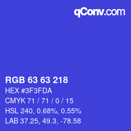 Color code: RGB 63 63 218 | qconv.com