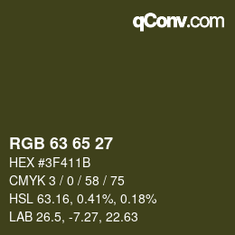 Color code: RGB 63 65 27 | qconv.com