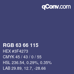 カラーコード: RGB 63 66 115 | qconv.com