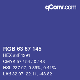 Color code: RGB 63 67 145 | qconv.com