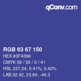 Color code: RGB 63 67 150 | qconv.com
