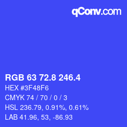 カラーコード: RGB 63 72.8 246.4 | qconv.com