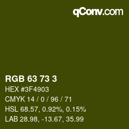 颜色代码: RGB 63 73 3 | qconv.com