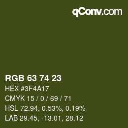 Farbcode: RGB 63 74 23 | qconv.com