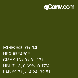 カラーコード: RGB 63 75 14 | qconv.com