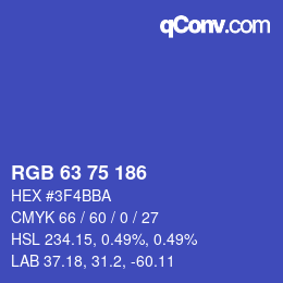 カラーコード: RGB 63 75 186 | qconv.com